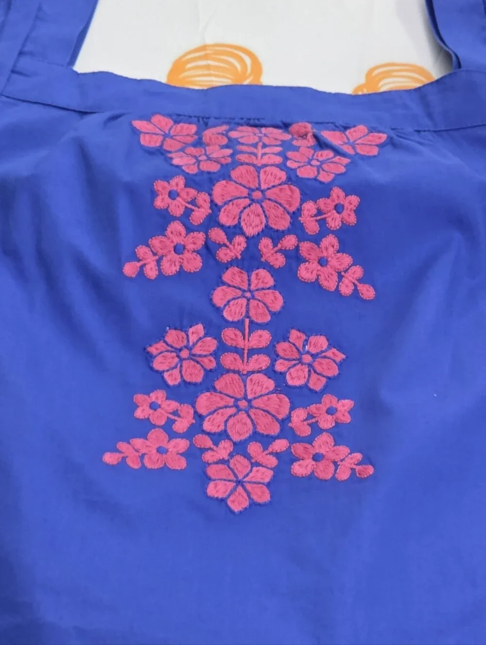 Gymboree Girls Blue Dress with Pink Floral Embroidery Size 12 NEW